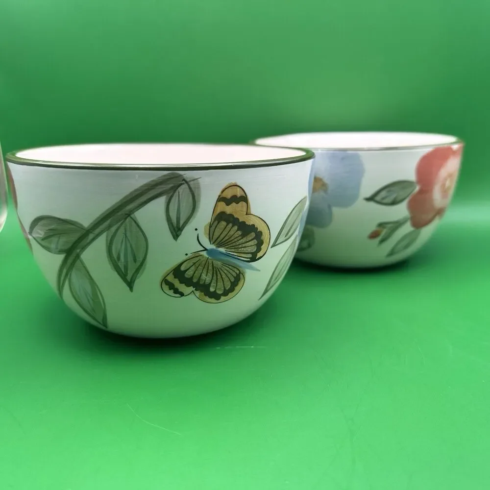 Vintage Pfaltzgraff Garden Butterflies Bowls Set of 2 Replacement Tableware